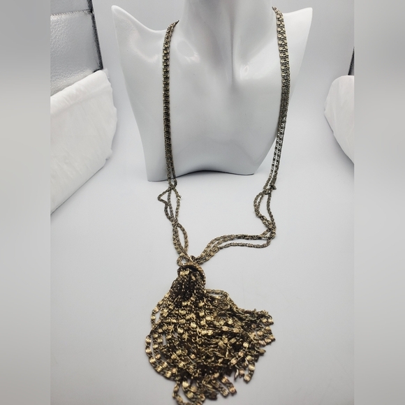 Loft tassel bushel‎ gold tone necklace N1426 - Picture 1 of 5